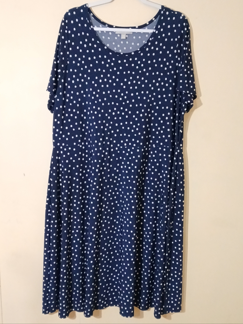 Woman Within Navy Blue Polka Dot Swing Dress